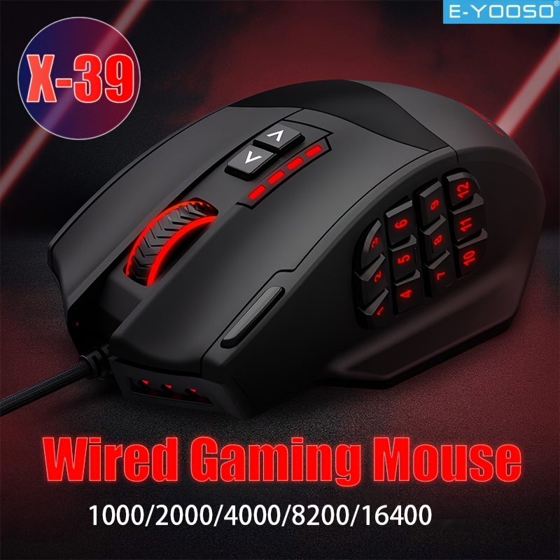 Pc Gaming Editing - E-YOOSO RGB 有線ゲーミングマウス 人間工学に基づいた形状 16400 DPI