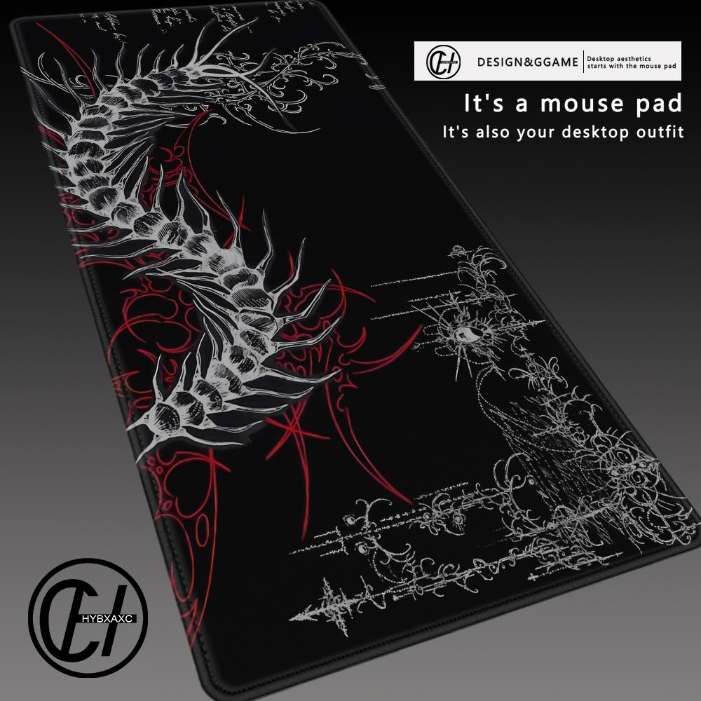 Pc Gaming White - 黒白ゴシックマウスパッド大型ゲーミングムカデ風マウスマットPCアクセサリー拡張マットオフィスキーボードマウスパッド
