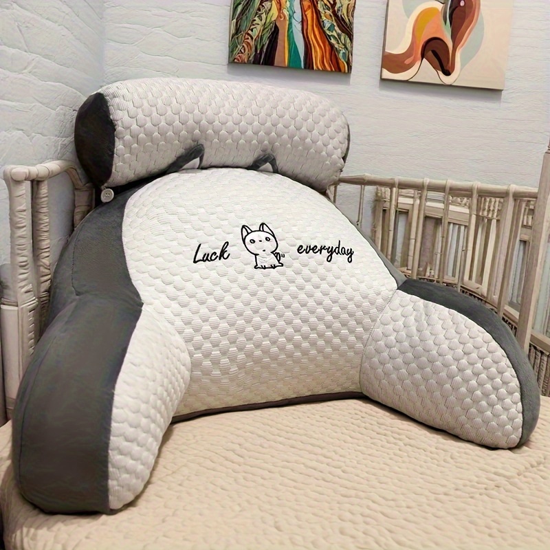 Gaming Chair Lumbar Pillow - 調節可能な読書枕 1 個 - 人間工学に基づいた背もたれサポートクッション、ベッド/ソファ/床用、グレーのキルティング通気性デザイン