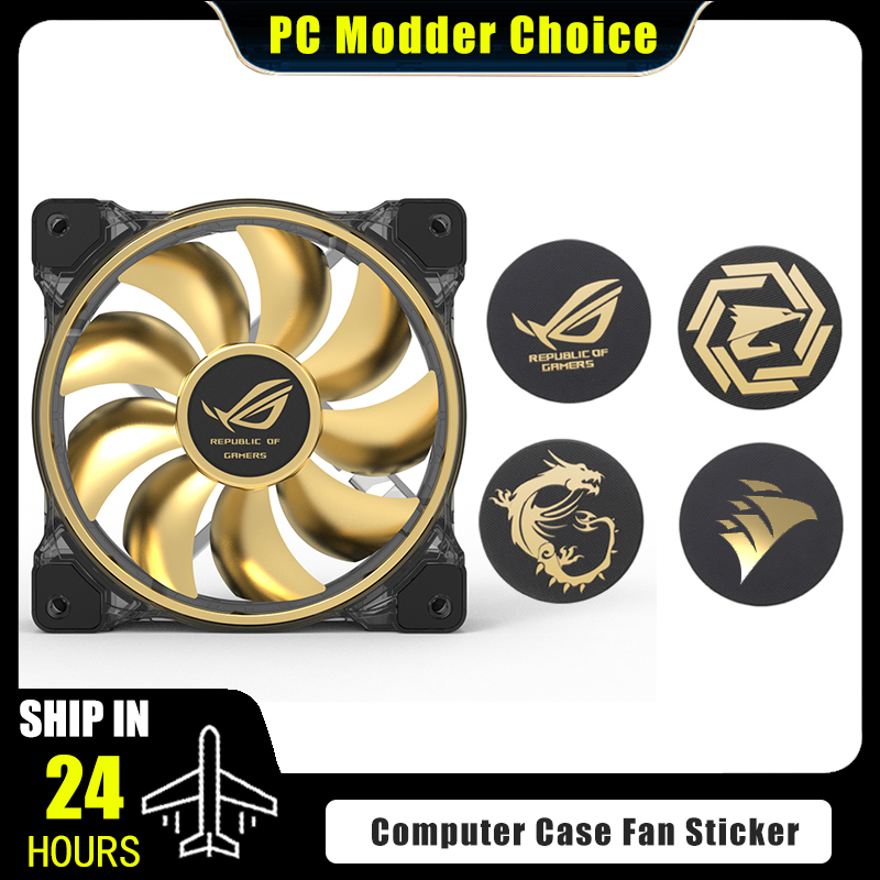 Pc Gaming Aesthetic - コンピュータケースファンロゴステッカー、ROG MSI AORUS Corsairラベル金メッキペーストPCゲーマーGPU装飾アクセサリー、3ピース/ロット