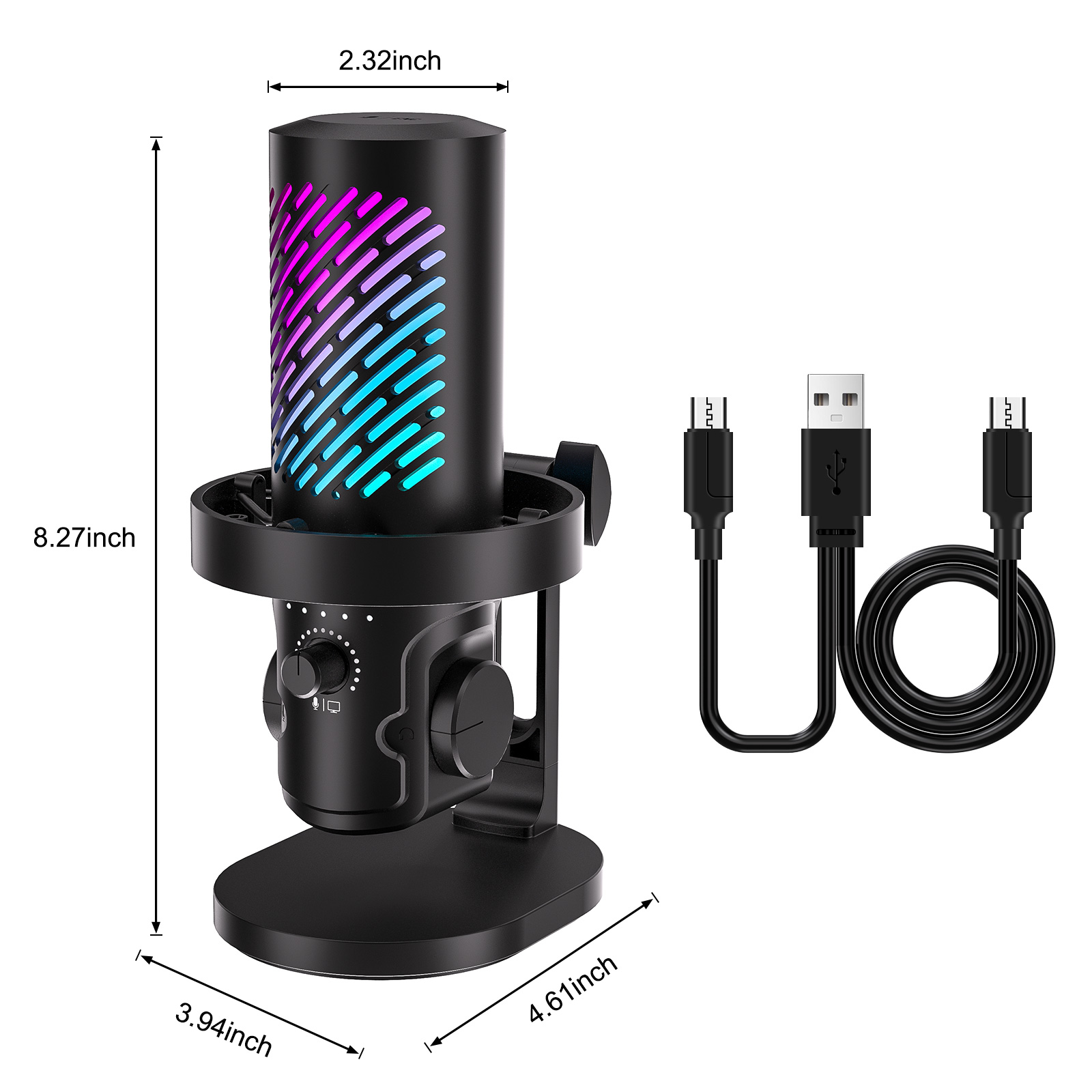 Pc Gaming Youtube - Tenlamp CG1 RGB USB ストリーミングマイク、プロフェッショナルコンピューターコンデンサーマイク、PC Mac