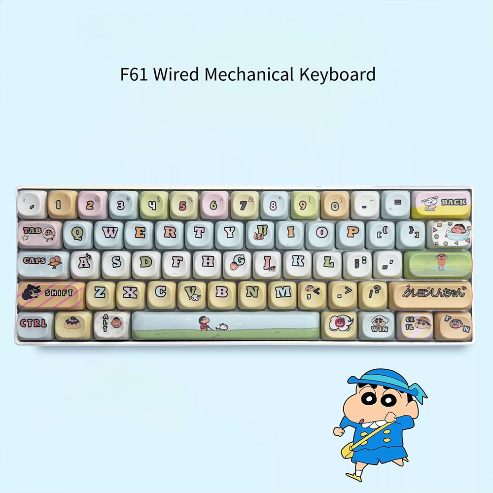 Pc Gaming Editing - クレヨンしんちゃん 61 キーメカニカルキーボード Rgb バックライト付きホットスワップ赤/青スイッチかわいい漫画ゲーミングキーボード Pc