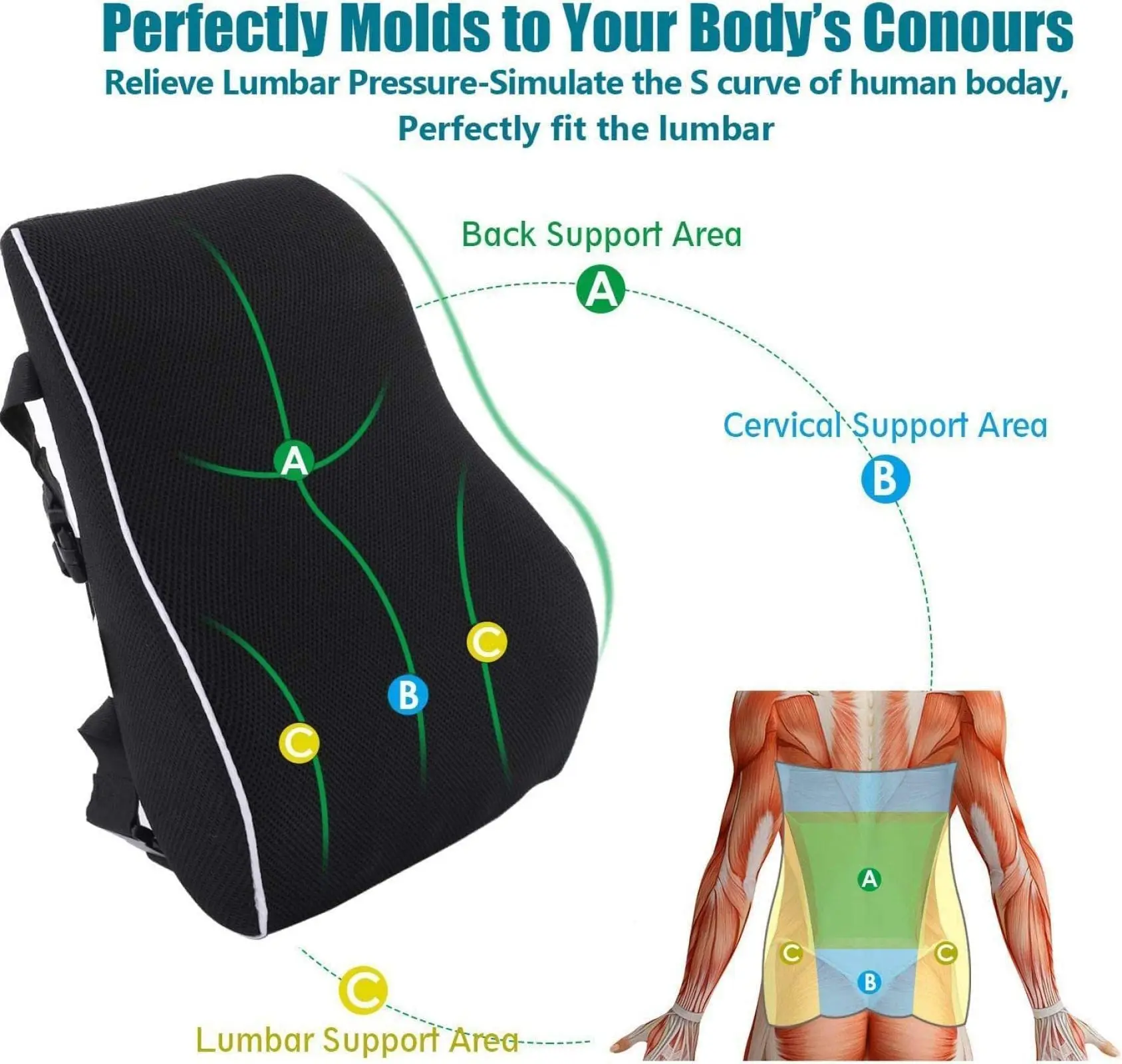 腰サポート枕低反発カーシート腰クッション腰痛を和らげるソフト - Gaming Chair Lumbar Pillow のレビューと価格