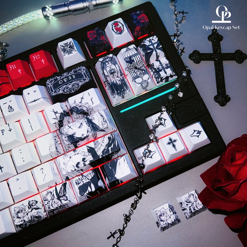黒白テーマキーキャップ PBT 5 面熱昇華メカニカルキーボ - Pc Gaming White のレビューと価格