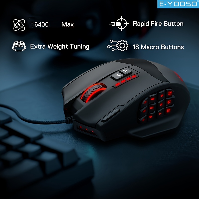 E-YOOSO RGB 有線ゲーミングマウス 人間工学に基づ - Pc Gaming Editing のレビューと価格