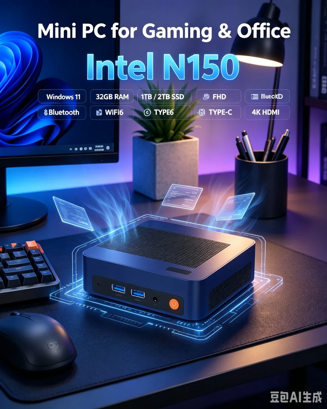 マルチカラーミニPC Intel N150、Win11 Pr - Pc Gaming Editing のレビューと価格