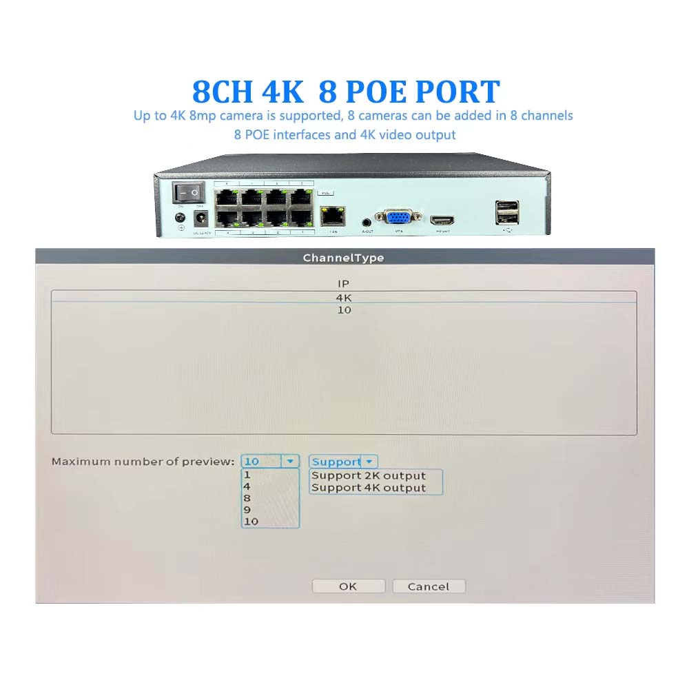 4K 10CH NVR 4/8ポート POE 8MP 5MP - Webcam 4K のレビューと価格