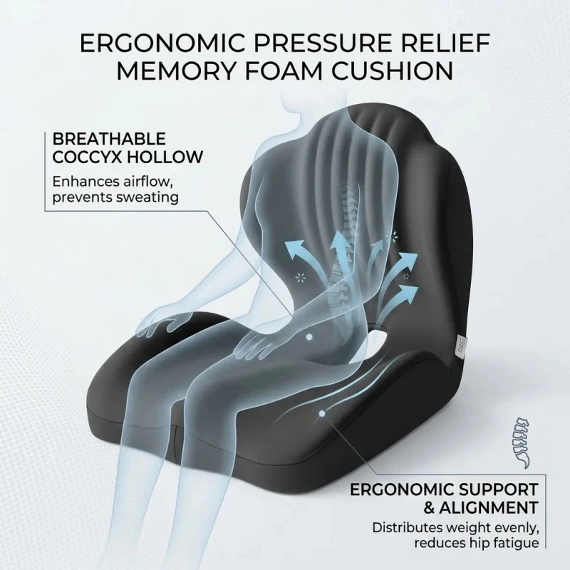 人間工学に基づいた低反発シートクッション腰椎サポートパッド尾 - Gaming Chair Lumbar Pillow のレビューと価格