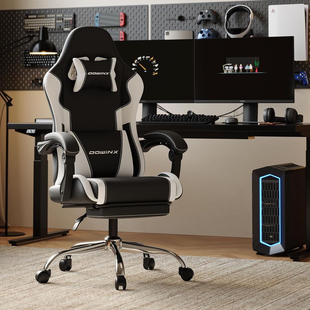 人間工学に基づいたゲーミングチェア、ランバーサポートと枕付き - Gaming Chair Lumbar Pillow のレビューと価格