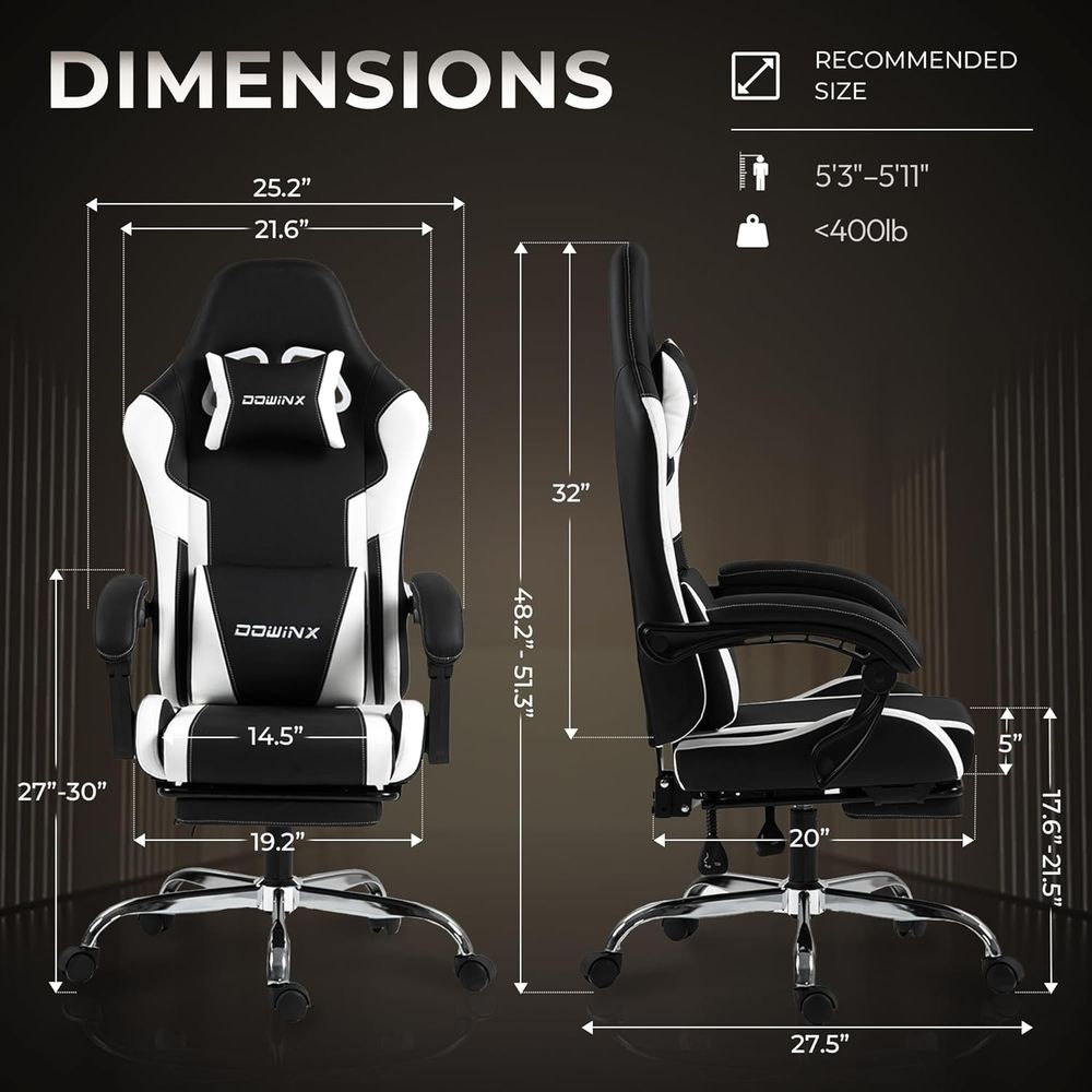 人間工学に基づいたゲーミングチェア、ランバーサポートと枕付き - Gaming Chair Lumbar Pillow のレビューと価格