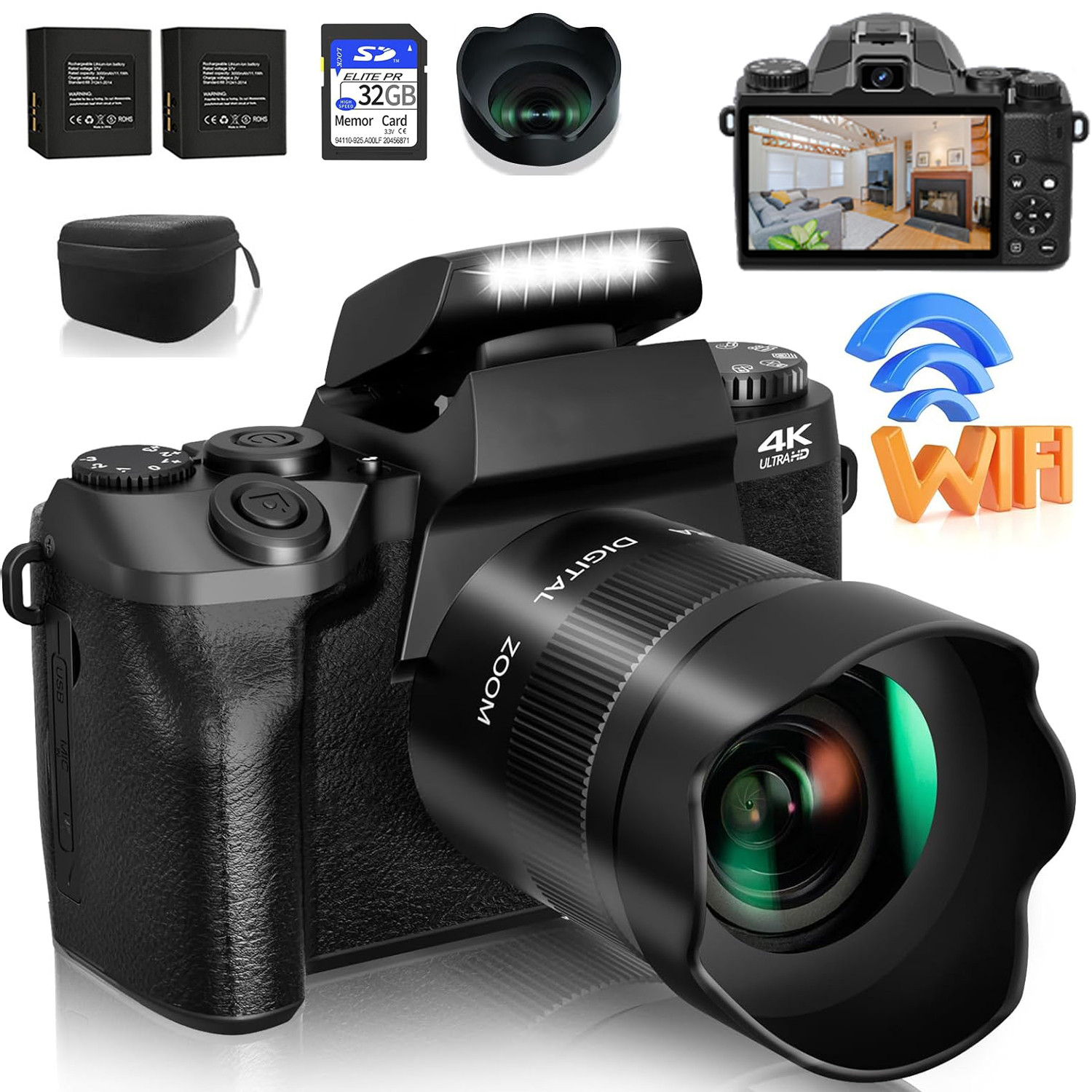 64MP デジタルカメラ SLR DSLR 写真撮影用 4K - Webcam 4K のレビューと価格