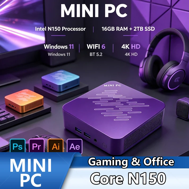 ディープパープル ミニPC インテルN150 Win11 1 - Pc Gaming Editing のレビューと価格
