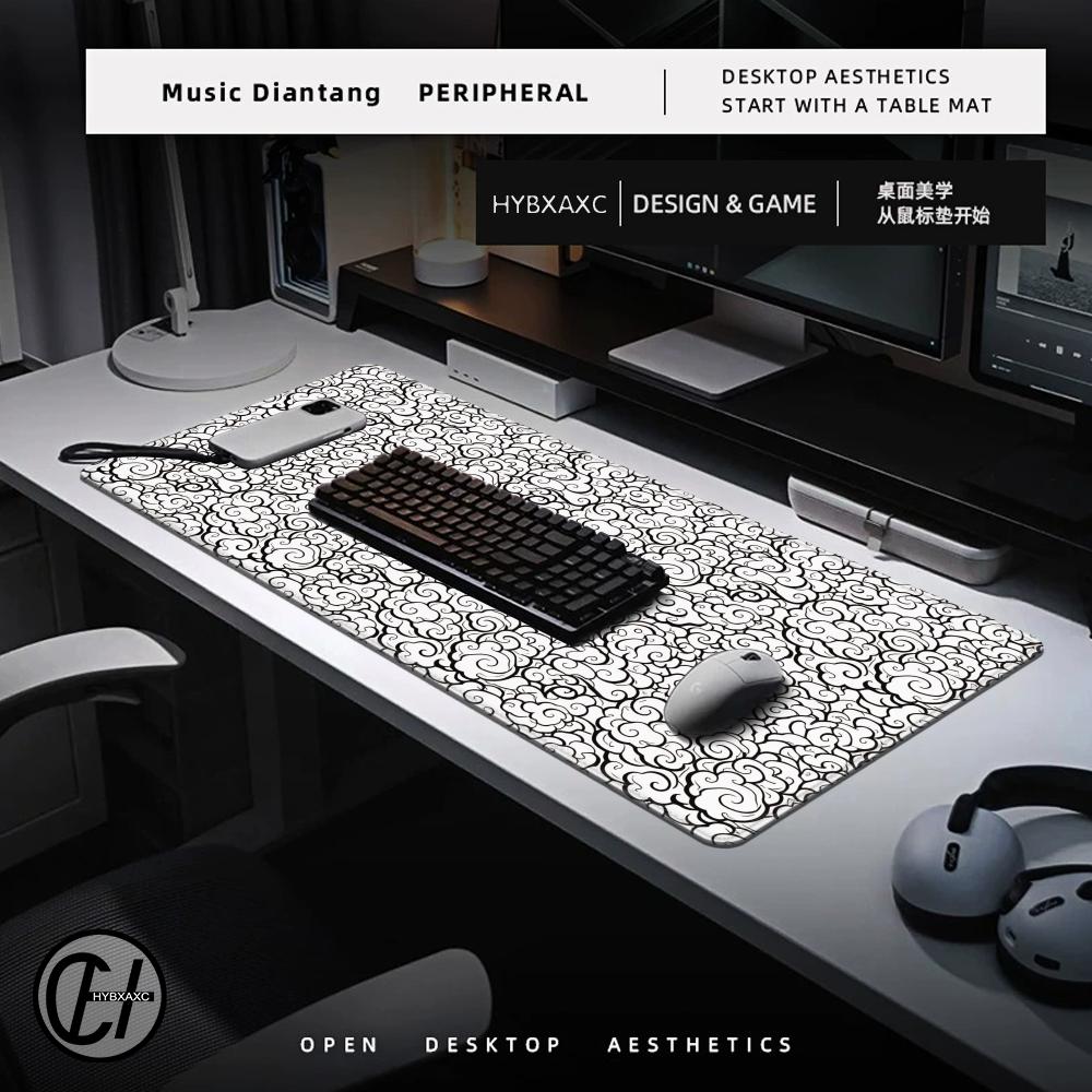 HYBXAXC 日本の雲柄白黒マウスパッド ゲーマーデスクマ - Pc Gaming White のレビューと価格