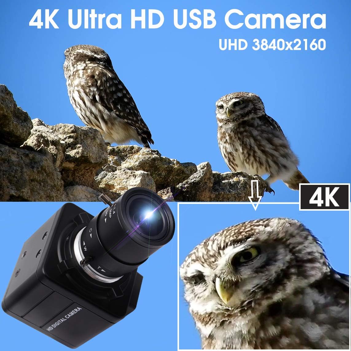 ELP 4K ウルトラ HD ウェブカメラ 4X 光学ズーム - Webcam 4K のレビューと価格